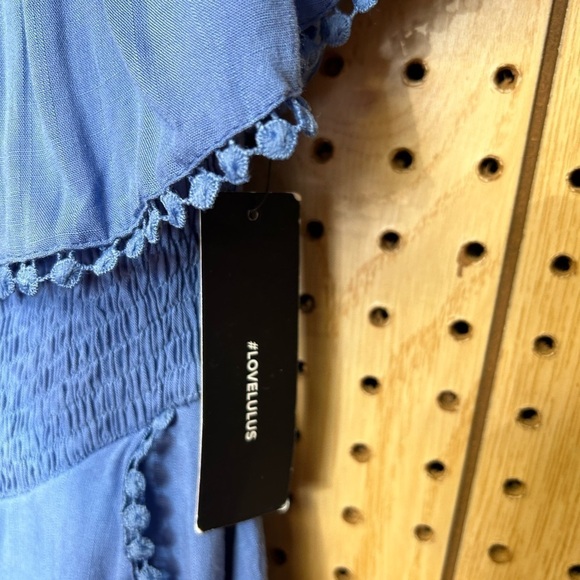 Lulu’s Off The Shoulder Blue Romper - Picture 6 of 7